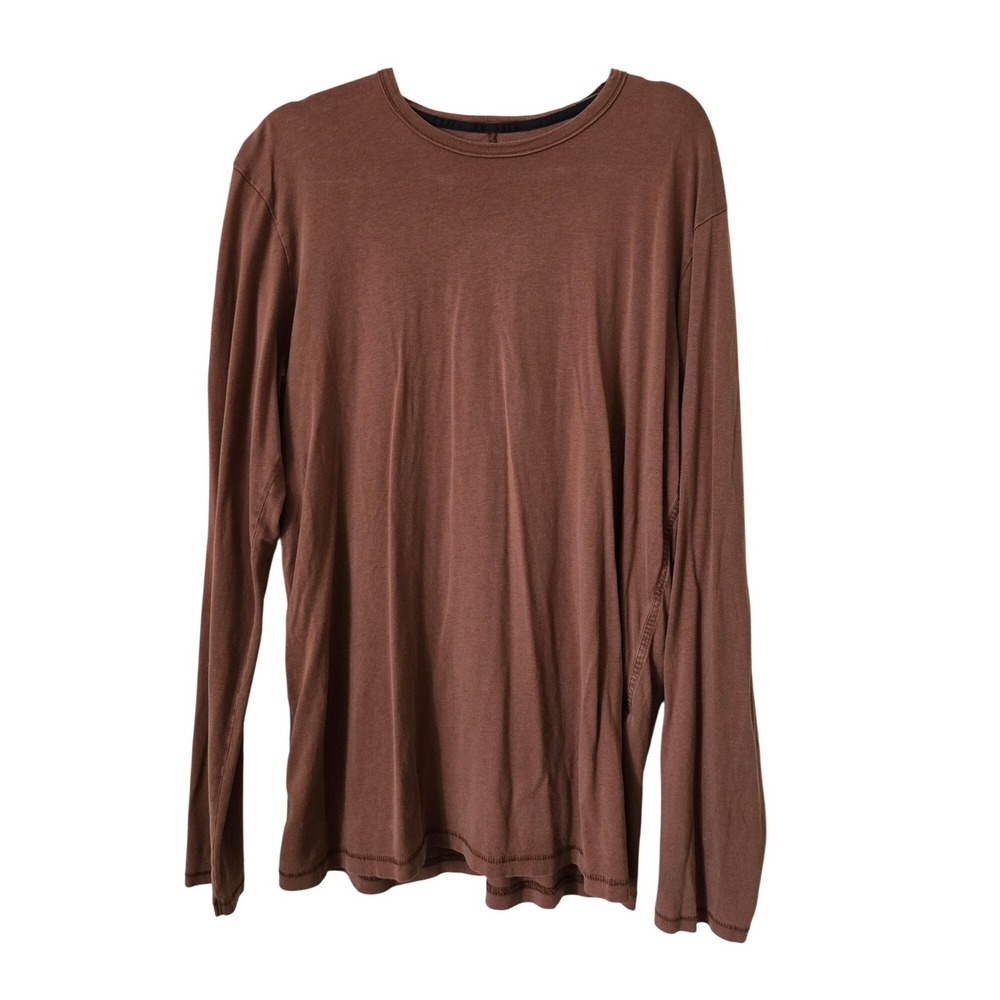 rag & bone Mens L Long Sleeve Tee Brown Back Seam Crewneck Jersey Shirt